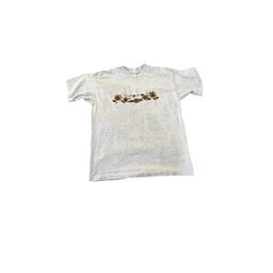 Vintage 90s Sunflower Bee Graphic T-Shirt Made in USA Ash Gray Large